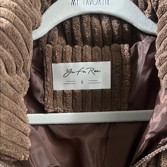 Brown Ribbed Zip-Up Jacket - Picture 3 of 4